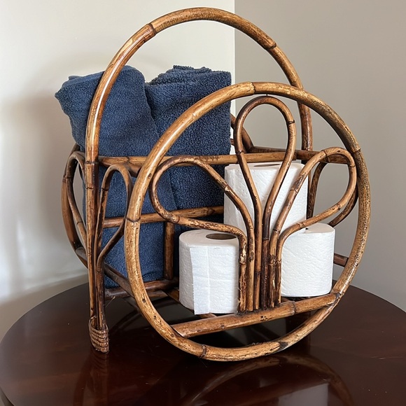 Midcentury Rattan Bamboo Magazine Rack - Picture 5 of 16